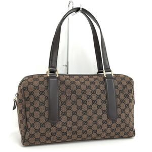 Gucci GG Canvas Boston Handbag Shoulder Bag Canvas Brown
